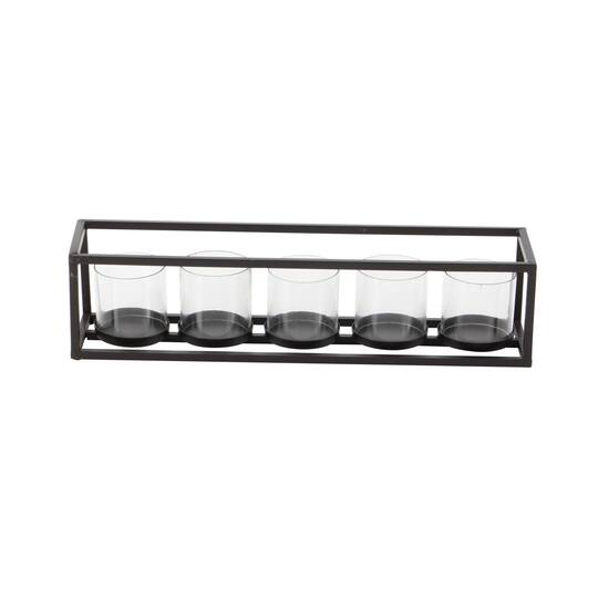 22" Black Iron Contemporary 5 Candlestick Holder